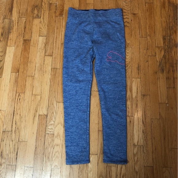 NWOT Puma Heathered Blue/Pink Fleece Lined Youth Leggings Size XL (14/16) - Picture 4 of 12